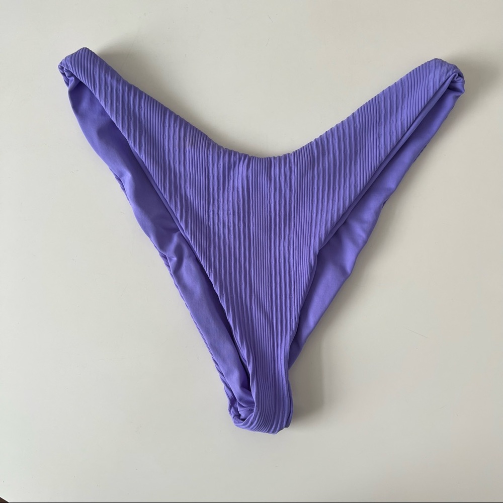 L*SPACE Pointelle rib cabana bikini bottom (amethyst) size M